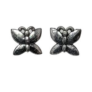 Butterfly Stud Earrings Silver Tone Vintage Pierced 1/2 inch